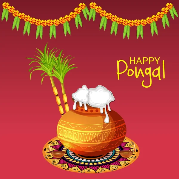 Vector Illustration Background Happy Pongal — Stock Vector