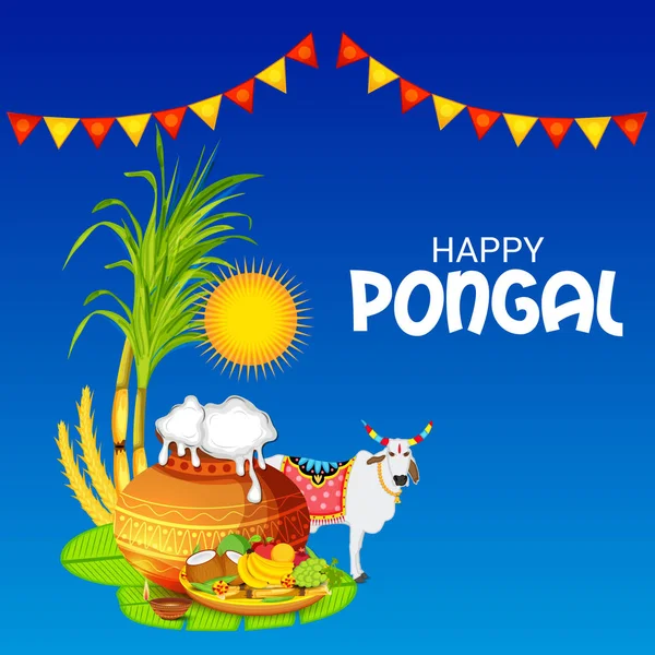 Vector Illustration Background Happy Pongal — Stock Vector