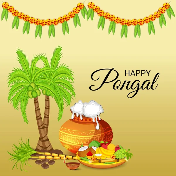 Ilustración Vectorial Fondo Para Happy Pongal — Vector de stock