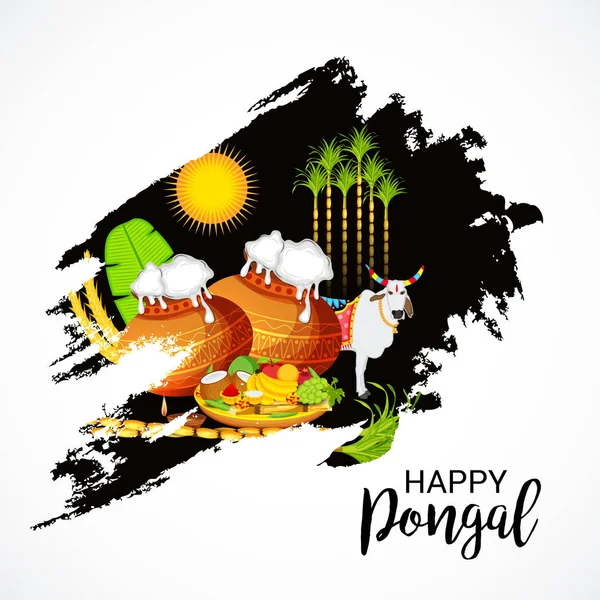 Ilustración Fondo Para Celebrar Festival Happy Pongal — Vector de stock