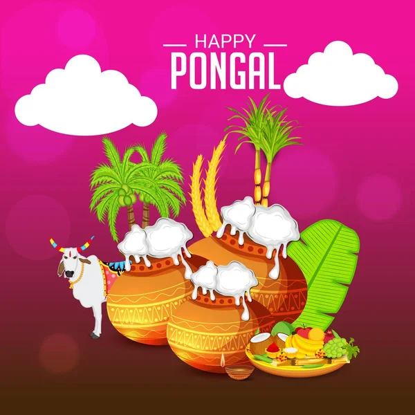 Ilustración Fondo Para Celebrar Festival Happy Pongal — Vector de stock