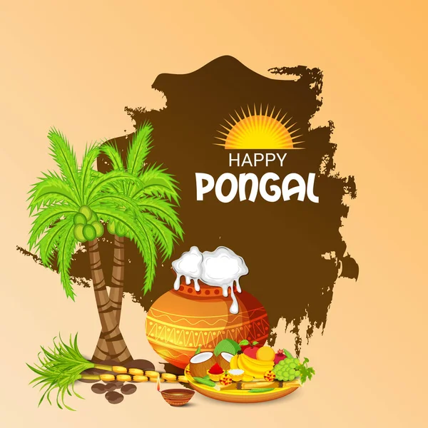 Illustration Fond Pour Célébrer Happy Pongal Festival — Image vectorielle