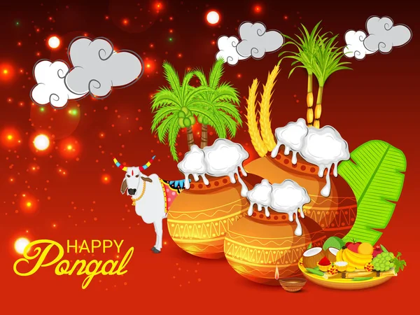 Ilustración Fondo Para Celebrar Festival Happy Pongal — Vector de stock