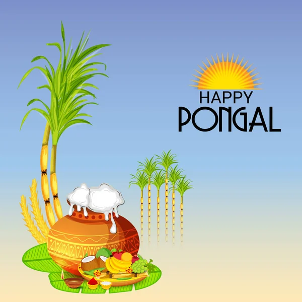 Vector Illustration Background Happy Pongal — Stock Vector