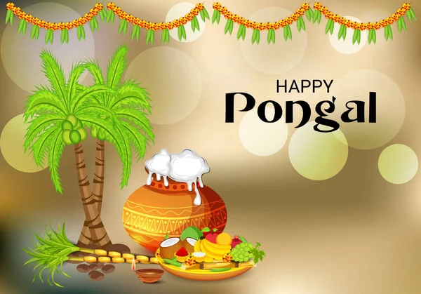 Illustration Vectorielle Fond Pour Happy Pongal — Image vectorielle