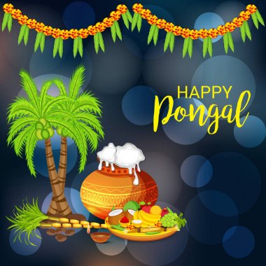 için bir arka plan illüstrasyon kutlamak mutlu Pongal Festivali.