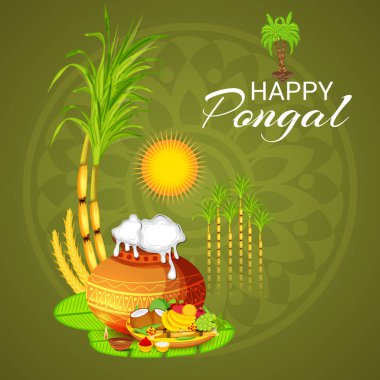 için bir arka plan illüstrasyon kutlamak mutlu Pongal Festivali.