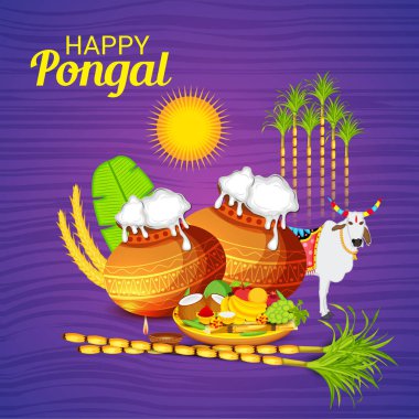 için bir arka plan illüstrasyon kutlamak mutlu Pongal Festivali.