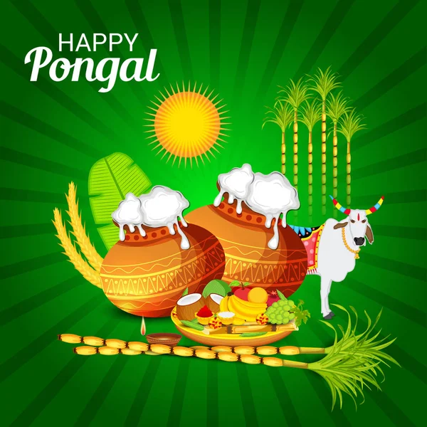 Ilustración Fondo Para Celebrar Festival Happy Pongal — Vector de stock