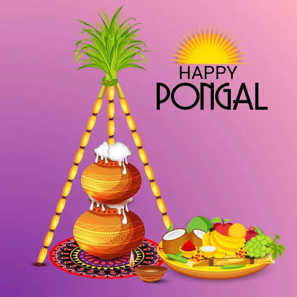 Ilustração Fundo Para Celebrar Festival Happy Pongal — Vetor de Stock