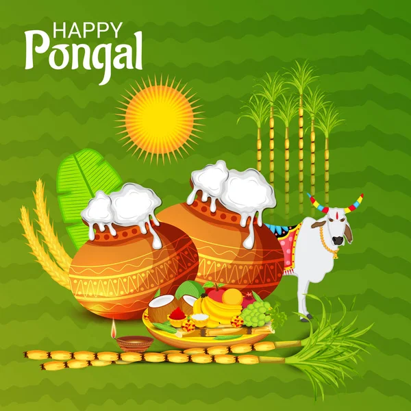 Ilustração Fundo Para Celebrar Festival Happy Pongal — Vetor de Stock