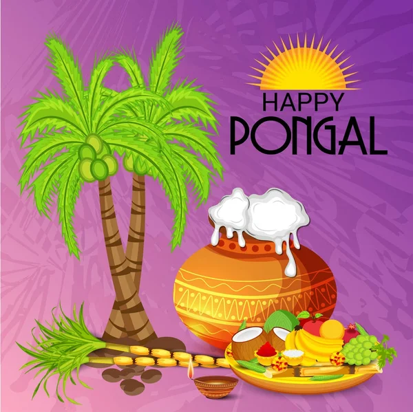 Ilustração Vetorial Fundo Para Celebrar Festival Pongal Feliz — Vetor de Stock