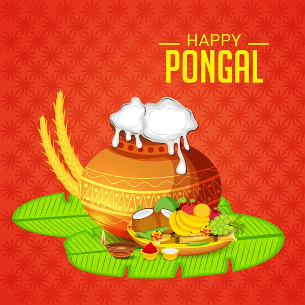 Ilustração Vetorial Fundo Para Celebrar Festival Pongal Feliz — Vetor de Stock