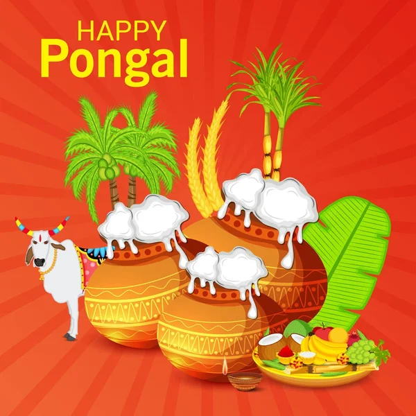 Vektör çizim için bir arka plan kutlamak mutlu Pongal Festivali.