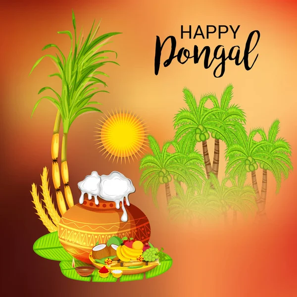 Ilustração Vetorial Fundo Para Celebrar Festival Pongal Feliz — Vetor de Stock