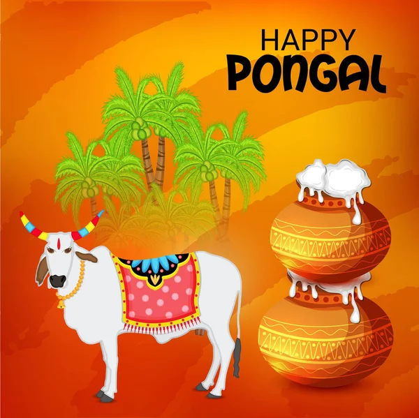 Ilustración Vectorial Fondo Para Celebrar Happy Pongal Festival — Vector de stock