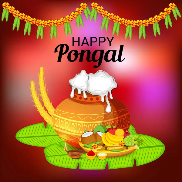 Ilustración Fondo Para Happy Pongal — Vector de stock