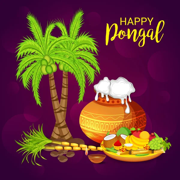 Ilustración Fondo Para Happy Pongal — Vector de stock