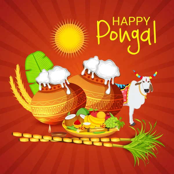 Illustration Fond Pour Happy Pongal — Image vectorielle