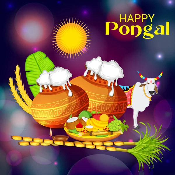 Ilustração Fundo Para Happy Pongal — Vetor de Stock