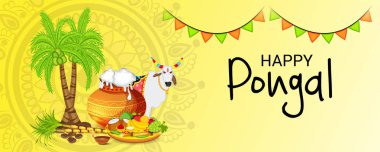 Mutlu Pongal için bir arka plan illüstrasyon.