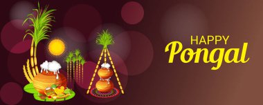 Mutlu Pongal için bir arka plan illüstrasyon.