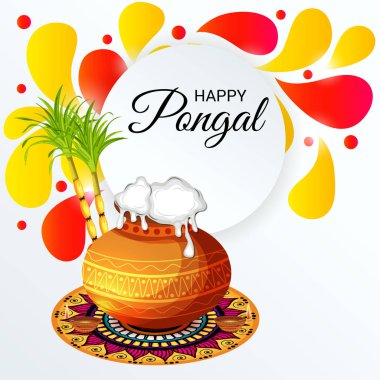 Mutlu Pongal için bir arka plan illüstrasyon.