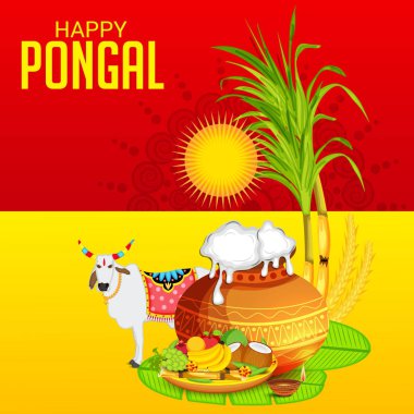 Mutlu Pongal için bir arka plan illüstrasyon.