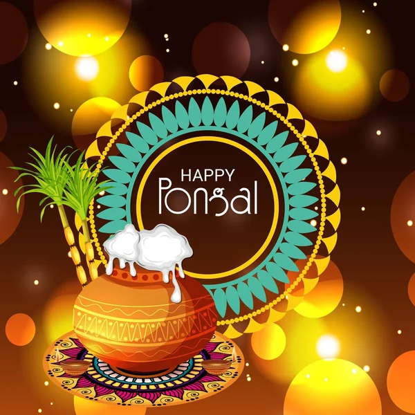 Illustration Fond Pour Happy Pongal — Image vectorielle