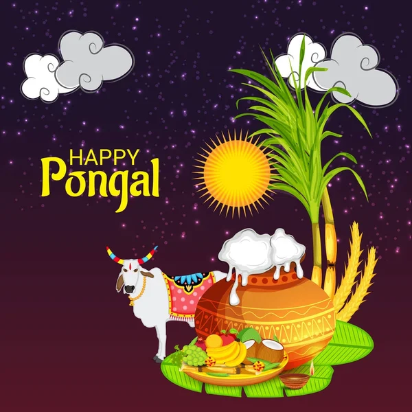 Illustration Fond Pour Happy Pongal — Image vectorielle