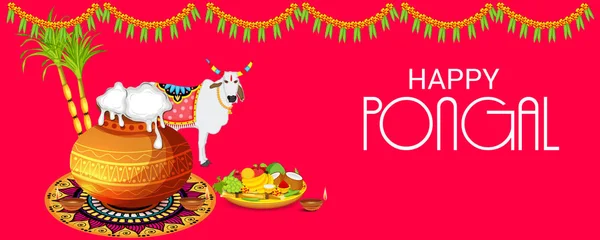 Illustration Fond Pour Happy Pongal — Image vectorielle