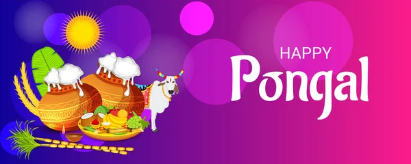 Illustratie Van Een Achtergrond Bij Happy Pongal — Stockvector