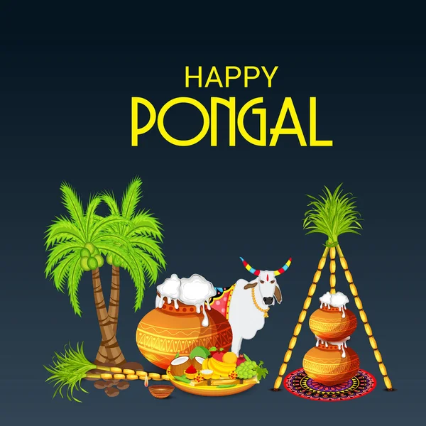 Ilustración Fondo Para Happy Pongal — Vector de stock