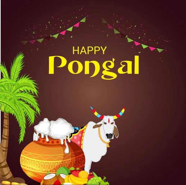 Ilustración Fondo Para Happy Pongal — Vector de stock