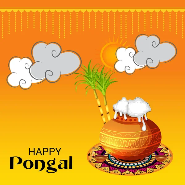 Ilustração Fundo Para Happy Pongal — Vetor de Stock