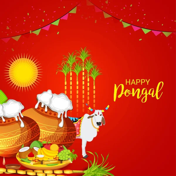 Illustration Background Happy Pongal — Stock Vector