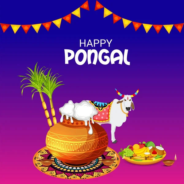 Иллюстрация Фона Happy Pongal — стоковый вектор