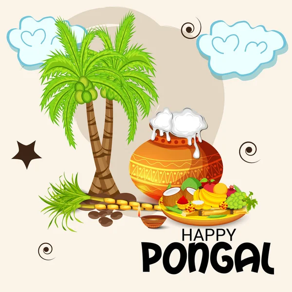 Ilustração Fundo Para Happy Pongal — Vetor de Stock