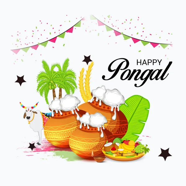 Illustration Background Happy Pongal — Stock Vector