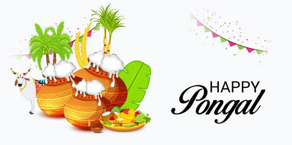 Ilustração Fundo Para Happy Pongal — Vetor de Stock