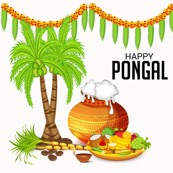 Ilustração Fundo Para Happy Pongal — Vetor de Stock