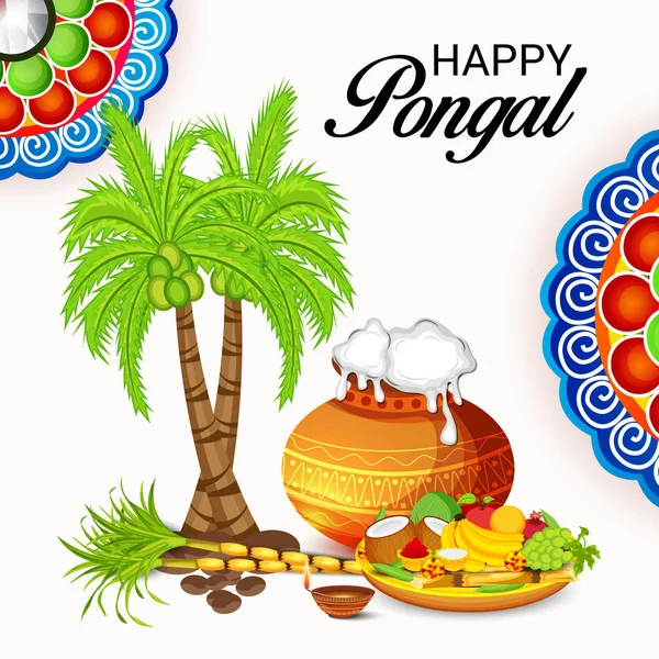 Ilustração Fundo Para Happy Pongal — Vetor de Stock