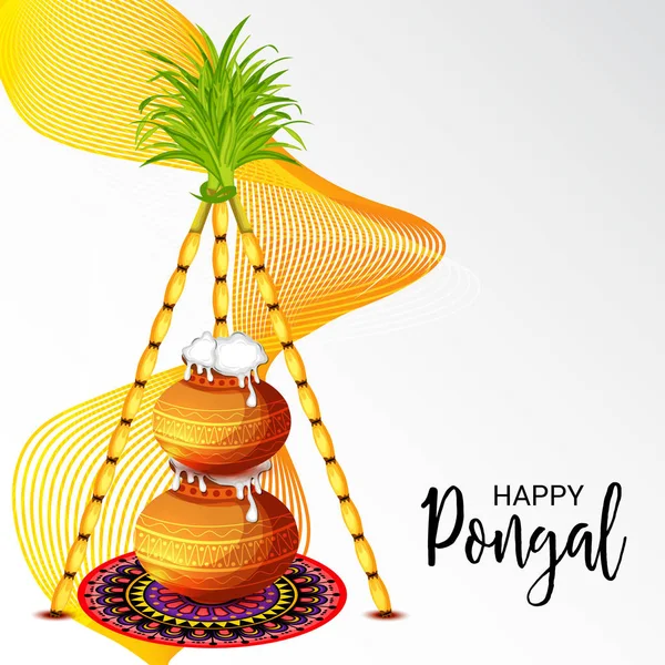 Vector Illustration Background Happy Pongal — Stock Vector