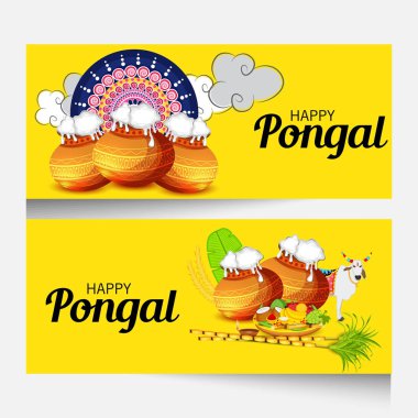 Vector illustration of a background for Happy Pongal. clipart