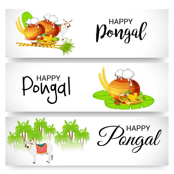 Vector Illustration Background Happy Pongal — Stock Vector