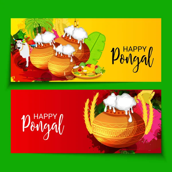 Vector Illustration Background Happy Pongal — Stock Vector