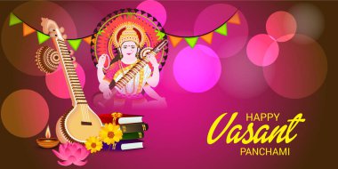 Mutlu Vasant Panchami için bir arka plan vektör çizim.