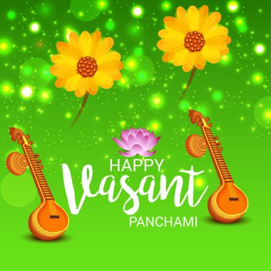 Mutlu Vasant Panchami için bir arka plan vektör çizim.