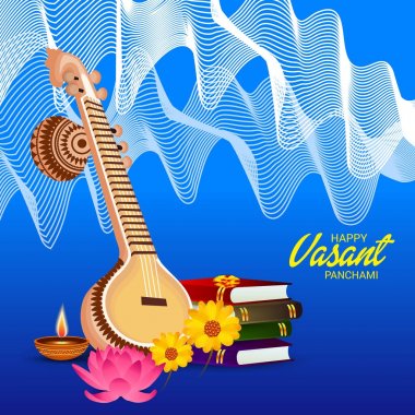 Mutlu Vasant Panchami için bir arka plan vektör çizim.