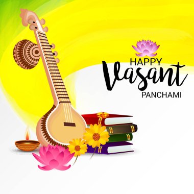 Mutlu Vasant Panchami için bir arka plan vektör çizim.